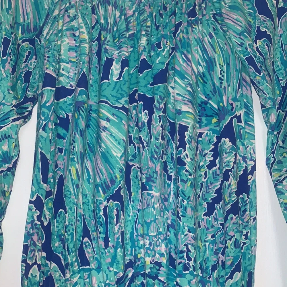 Lilly Pulitzer Lana Romper XXS Tortuga Time EUC Off Shoulder - Picture 4 of 14